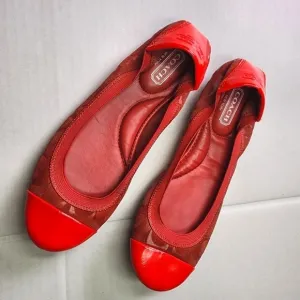 🌸 Coach | Patent Leather Flats, size 6.5 red
