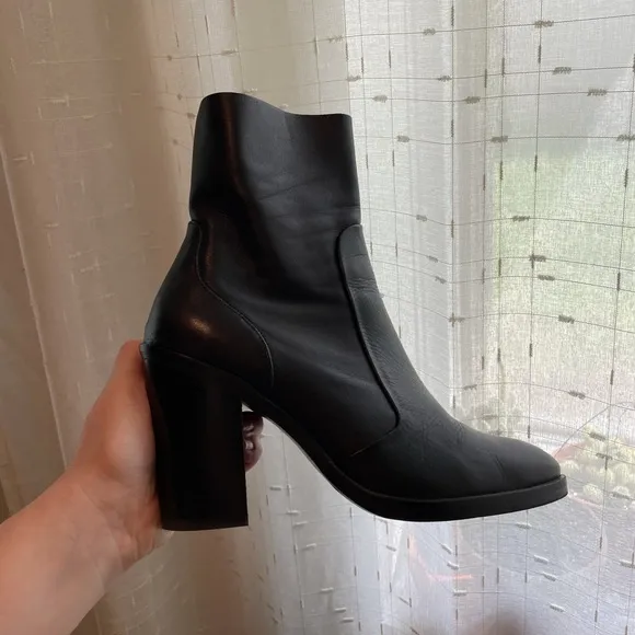 • Crosswalk heeled leather sock boots •