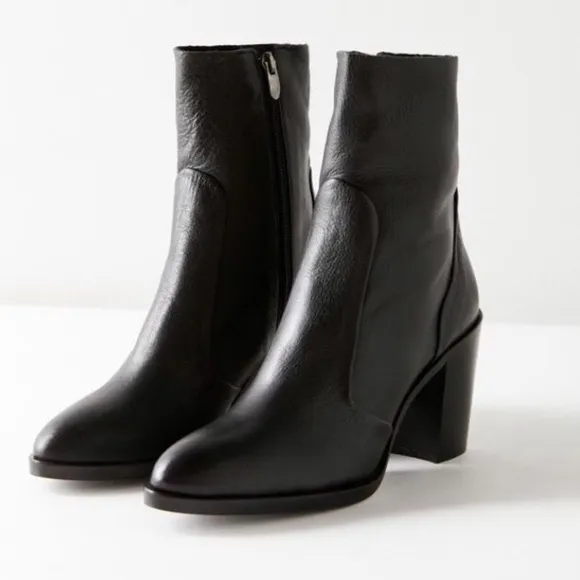 • Crosswalk heeled leather sock boots •