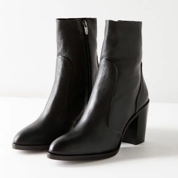 • Crosswalk heeled leather sock boots •