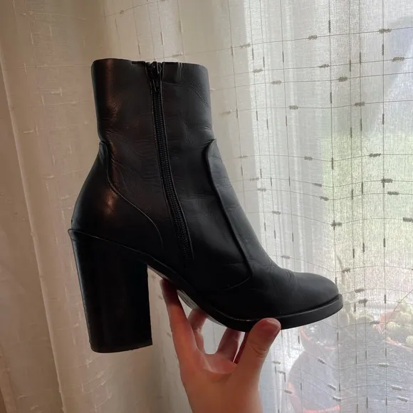 • Crosswalk heeled leather sock boots •