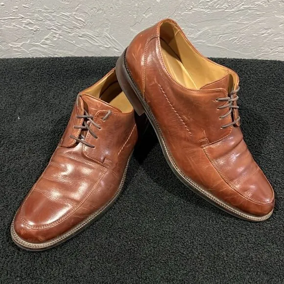 🔥🔥 JOHNSTON &amp; MURPHY MEN'S BROWN Leather SIGNATURE SERIES Derby Dress Shoes 9M