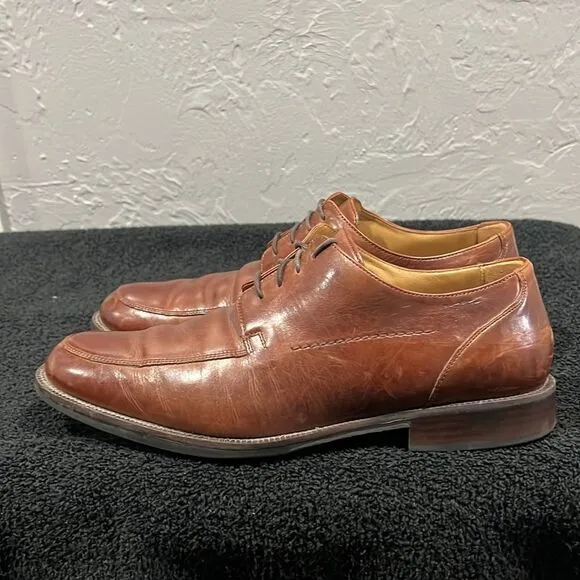 🔥🔥 JOHNSTON &amp; MURPHY MEN'S BROWN Leather SIGNATURE SERIES Derby Dress Shoes 9M