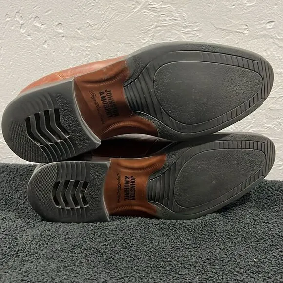 🔥🔥 JOHNSTON &amp; MURPHY MEN'S BROWN Leather SIGNATURE SERIES Derby Dress Shoes 9M