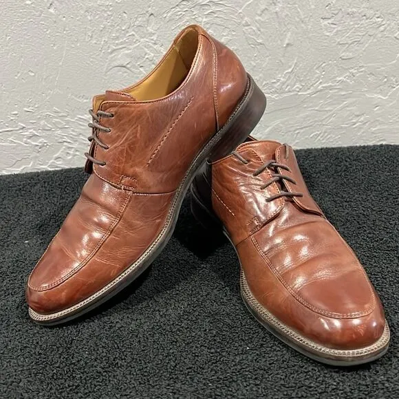 🔥🔥 JOHNSTON &amp; MURPHY MEN'S BROWN Leather SIGNATURE SERIES Derby Dress Shoes 9M