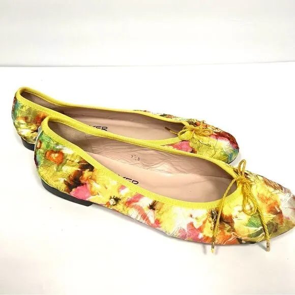 - Paul Mayer gorgeous bright yellow floral ballet flats 9.5