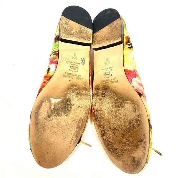 - Paul Mayer gorgeous bright yellow floral ballet flats 9.5