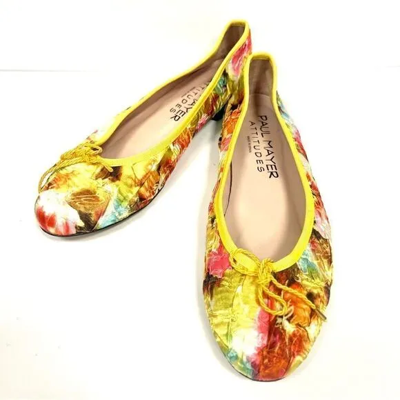 - Paul Mayer gorgeous bright yellow floral ballet flats 9.5