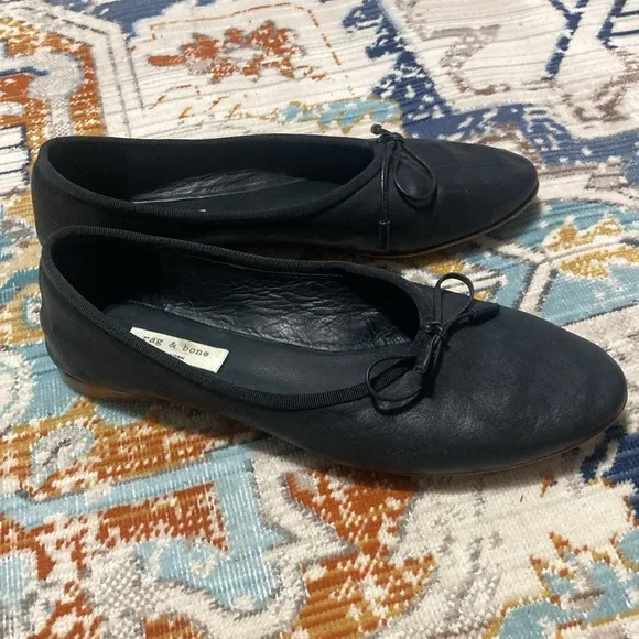 🐲💙 Rag &amp; Bone high-rise Black leather ballet flats