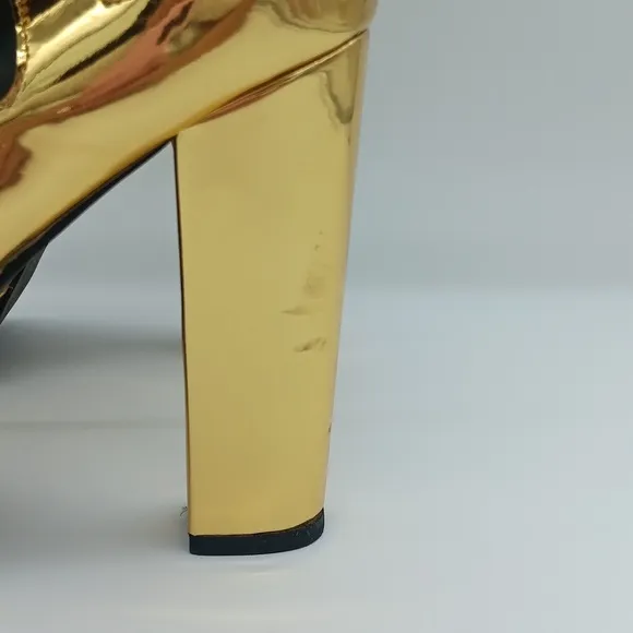🌟 RARE Jeffrey Campbell Leather Lita Flame Boots - Gold Metallic