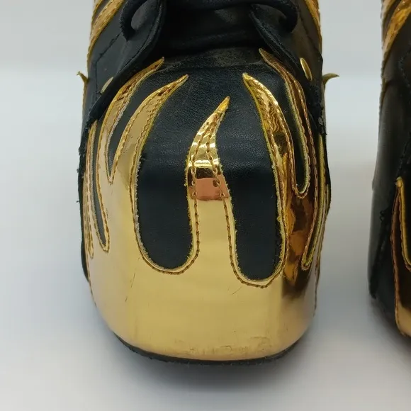 🌟 RARE Jeffrey Campbell Leather Lita Flame Boots - Gold Metallic
