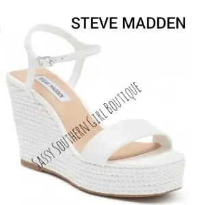 🆕⭐ Steve Madden white espadrille wedges