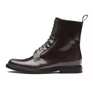 $1450 CHURCH’S Alexandra Polished Binder Lace Up Ankle Boot Zip Leather Grey 4.5