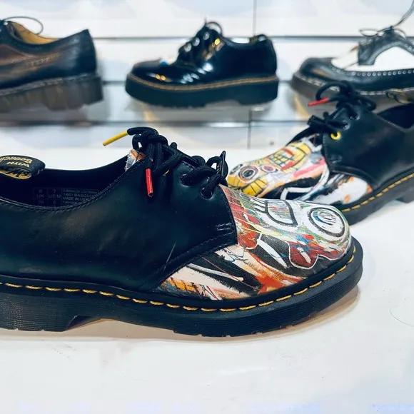 1461 Basquiat Black Multi Dustheads Backhand Smooth Leather Oxford Shoes