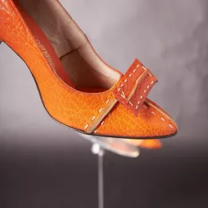 1960s Orange Stitched Pumps Heels