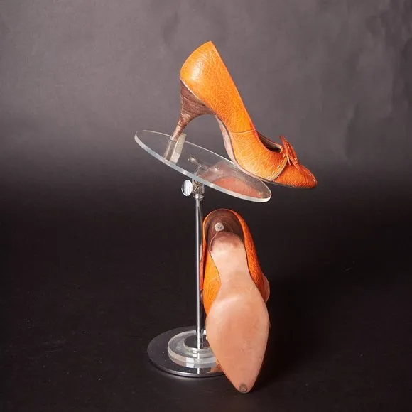 1960s Orange Stitched Pumps Heels