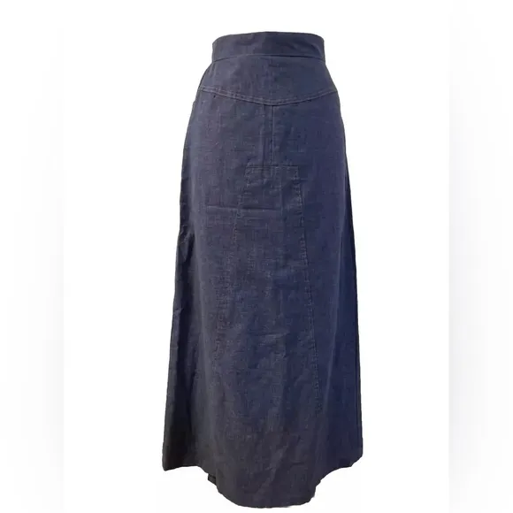 1970s Denim Skirt Patchwork Funky Bohemian Raggedy Ann Maxi Skirt Paintset Smock