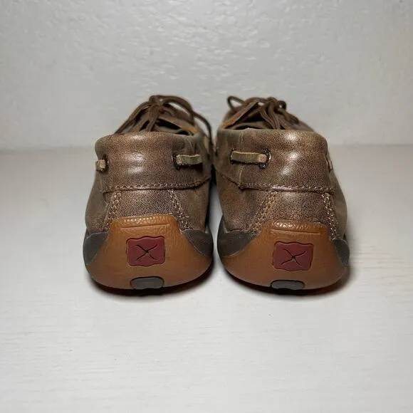 2 Pairs Twisted X WDM0003 Brown Leather Moc Driving Boat Casual Shoe Women 7.5 M