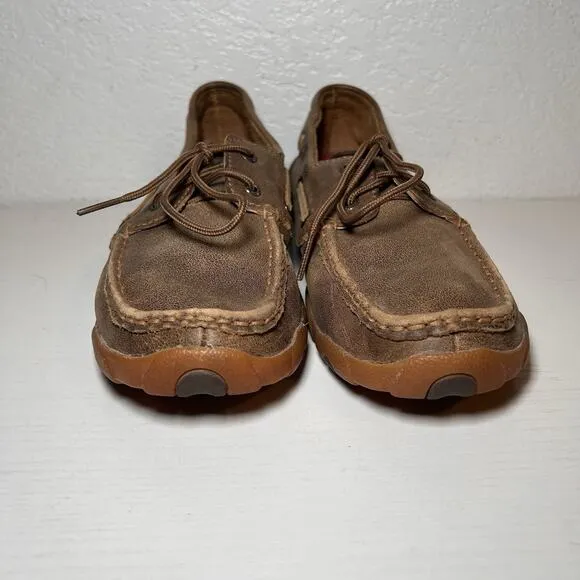 2 Pairs Twisted X WDM0003 Brown Leather Moc Driving Boat Casual Shoe Women 7.5 M