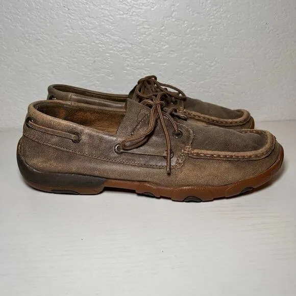 2 Pairs Twisted X WDM0003 Brown Leather Moc Driving Boat Casual Shoe Women 7.5 M