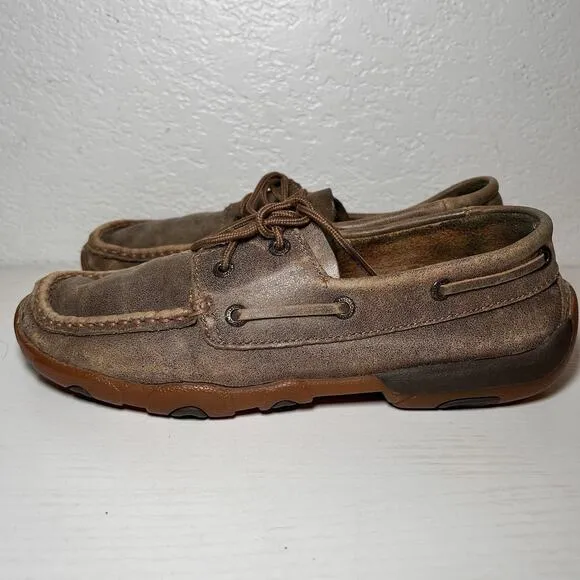 2 Pairs Twisted X WDM0003 Brown Leather Moc Driving Boat Casual Shoe Women 7.5 M