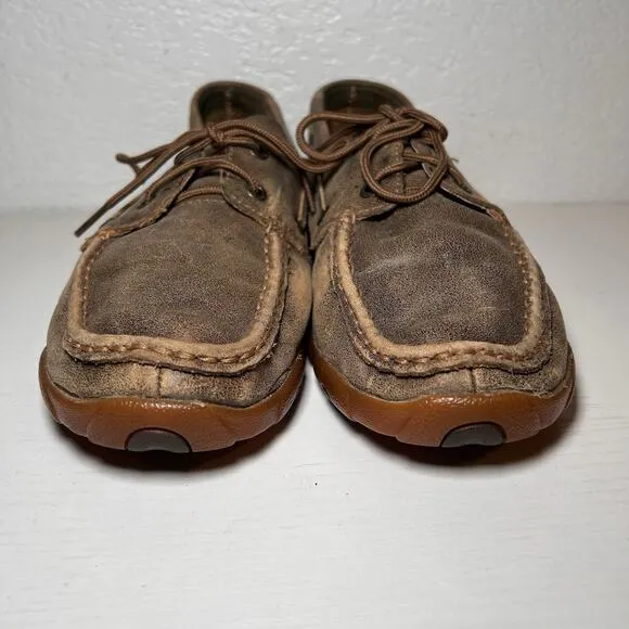 2 Pairs Twisted X WDM0003 Brown Leather Moc Driving Boat Casual Shoe Women 7.5 M