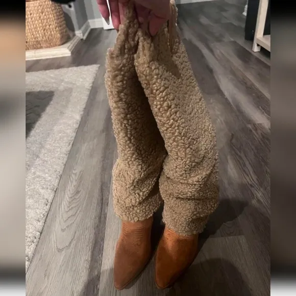 2024 Women Knee High Boots Western Cowboy Boots Chunky Heeled Warm Boo