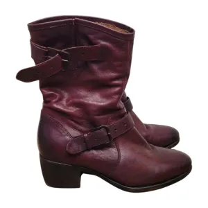 $375 UGG Australia Collection Conchetta Boots Plum Leather Heeled Boots 6.5