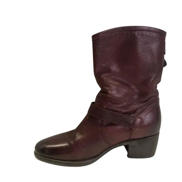 $375 UGG Australia Collection Conchetta Boots Plum Leather Heeled Boots 6.5