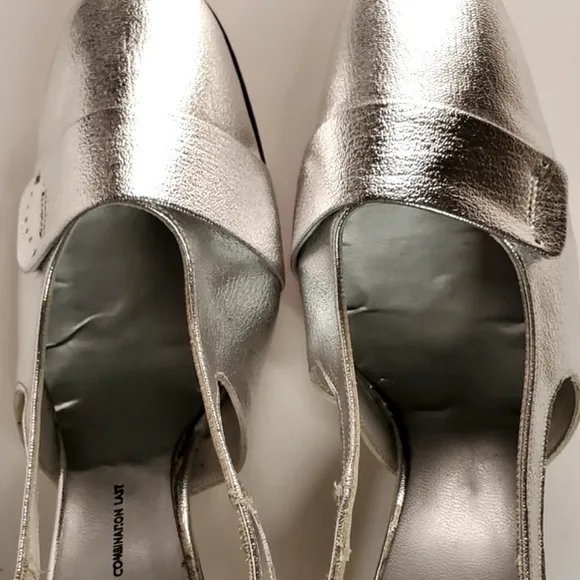 60s Mod Metallic Silver Space Heels with Rounded Toe