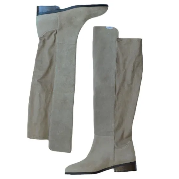 7.5 Lucky Brand Calypso Brown/Dune Tall Suede Flat Boots Women’s Spring Comfort