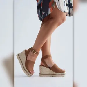 A042-B •Cloud Feel Hampton Espadrille Wedge Sandal with Ankle Strap