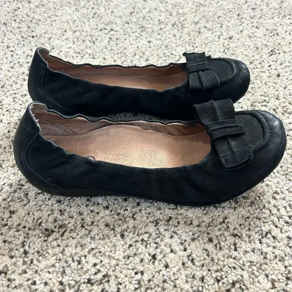 Abeo Biosystem Tatum Ballet Flats Womens 8N Black Suede Leather Bow Trim Shoes