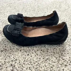 Abeo Biosystem Tatum Ballet Flats Womens 8N Black Suede Leather Bow Trim Shoes
