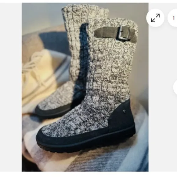 Abeo Kenora Black Suede Sweater Sheepskin Lined Boots Sz 8 New Fast Shipping