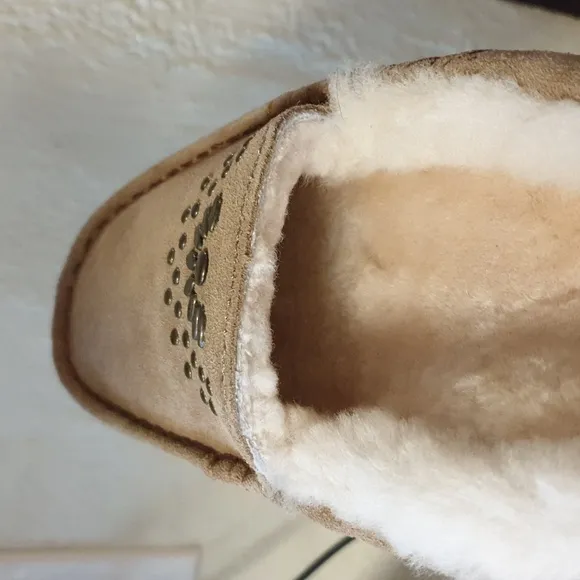 Abeo Vienna moccasins slipper suede sheepskin Footbed plush warm comfort size 10
