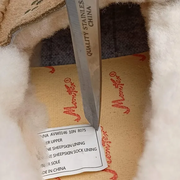 Abeo Vienna moccasins slipper suede sheepskin Footbed plush warm comfort size 10