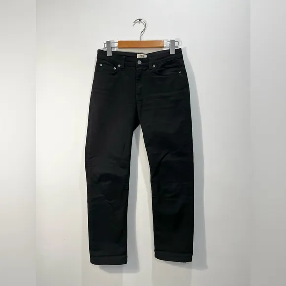 ACNE STUDIOS Coco Black Skinny Slim Fit Mid Rise Ankle Crop Jeans Size 25 Short