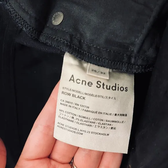 ACNE STUDIOS Coco Black Skinny Slim Fit Mid Rise Ankle Crop Jeans Size 25 Short