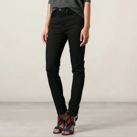 ACNE STUDIOS Coco Black Skinny Slim Fit Mid Rise Ankle Crop Jeans Size 25 Short