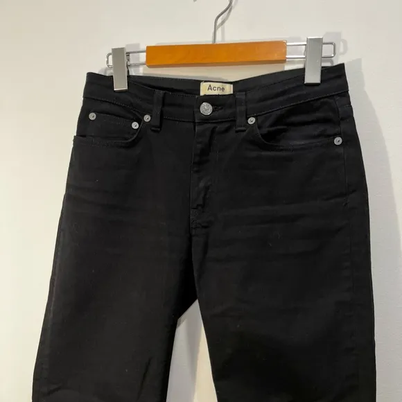 ACNE STUDIOS Coco Black Skinny Slim Fit Mid Rise Ankle Crop Jeans Size 25 Short