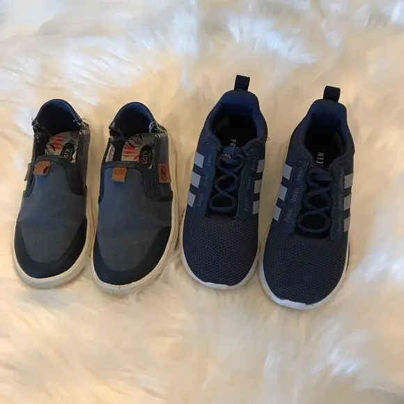 ADIDAS AND DR SCHOLLS KIDS LITTLE BOY SIZE 9 (AGE 4-5) BOTH ARE SLIP ON SHOES