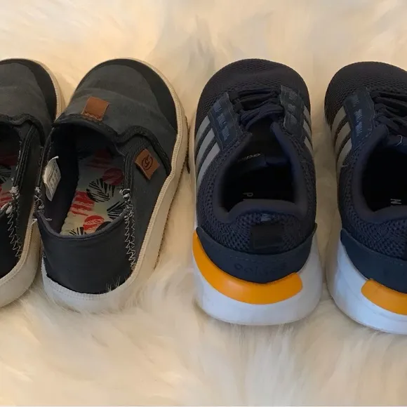 ADIDAS AND DR SCHOLLS KIDS LITTLE BOY SIZE 9 (AGE 4-5) BOTH ARE SLIP ON SHOES
