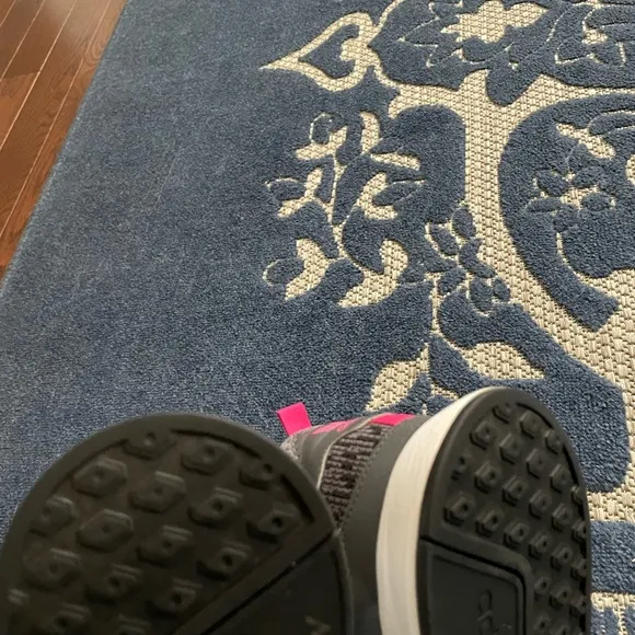 Adidas Black and Pink Athletic Shoes with Knit Upper