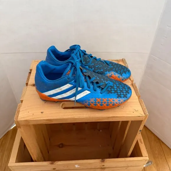 Adidas Mens Size 4.5 Blue Orange Predator LZ TRX FG Soccer Cleats Athletic Shoes