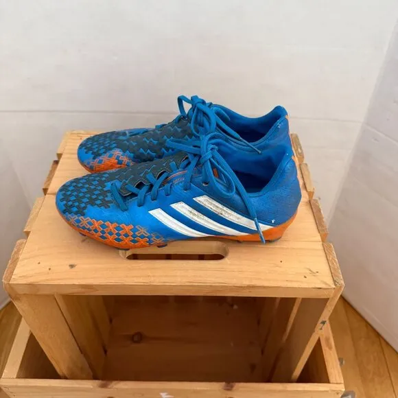 Adidas Mens Size 4.5 Blue Orange Predator LZ TRX FG Soccer Cleats Athletic Shoes