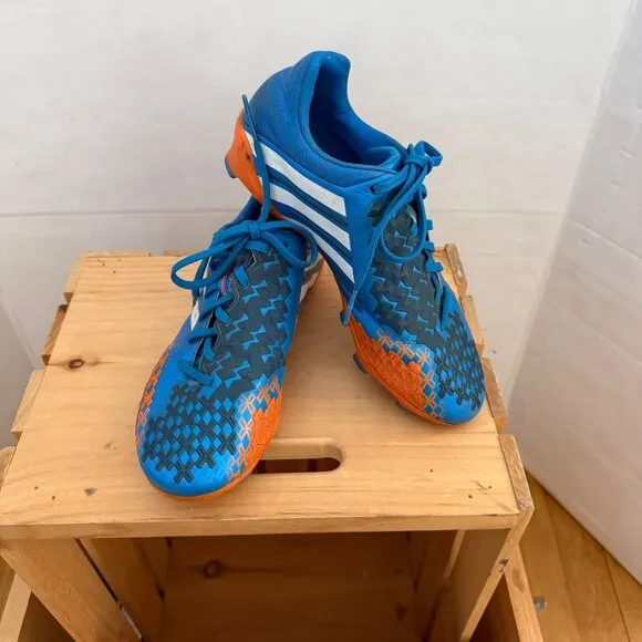 Adidas Mens Size 4.5 Blue Orange Predator LZ TRX FG Soccer Cleats Athletic Shoes