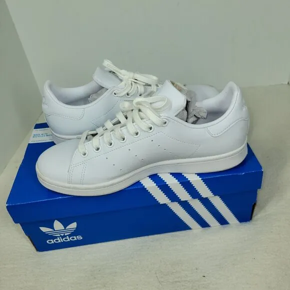 Adidas Shoes Size 8.5 Womens Stan Smith All White Leather Tennis Sneakers Q47225
