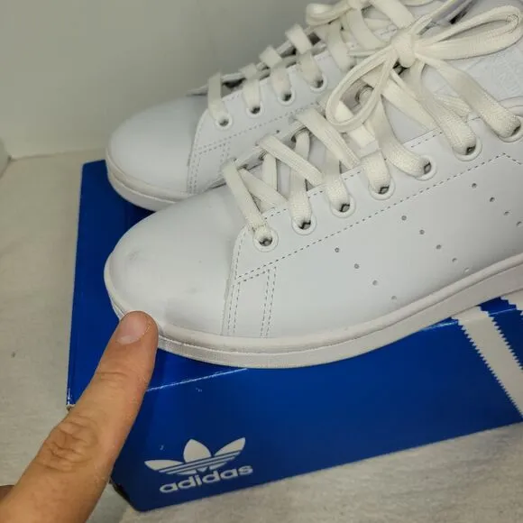 Adidas Shoes Size 8.5 Womens Stan Smith All White Leather Tennis Sneakers Q47225