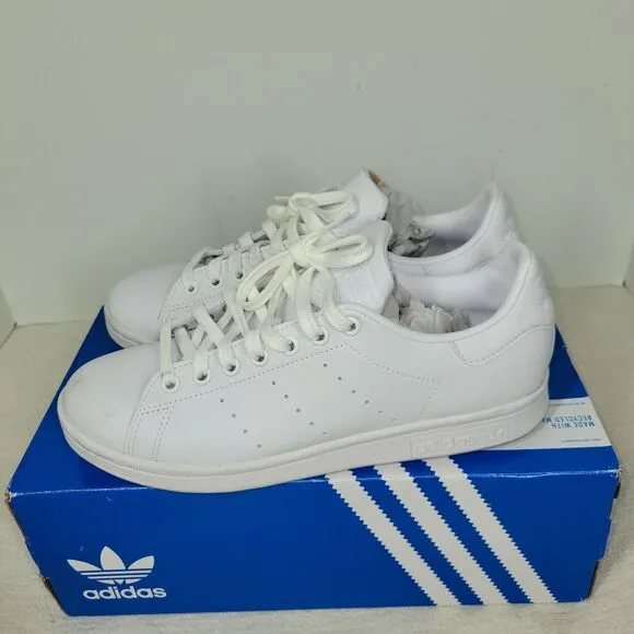 Adidas Shoes Size 8.5 Womens Stan Smith All White Leather Tennis Sneakers Q47225
